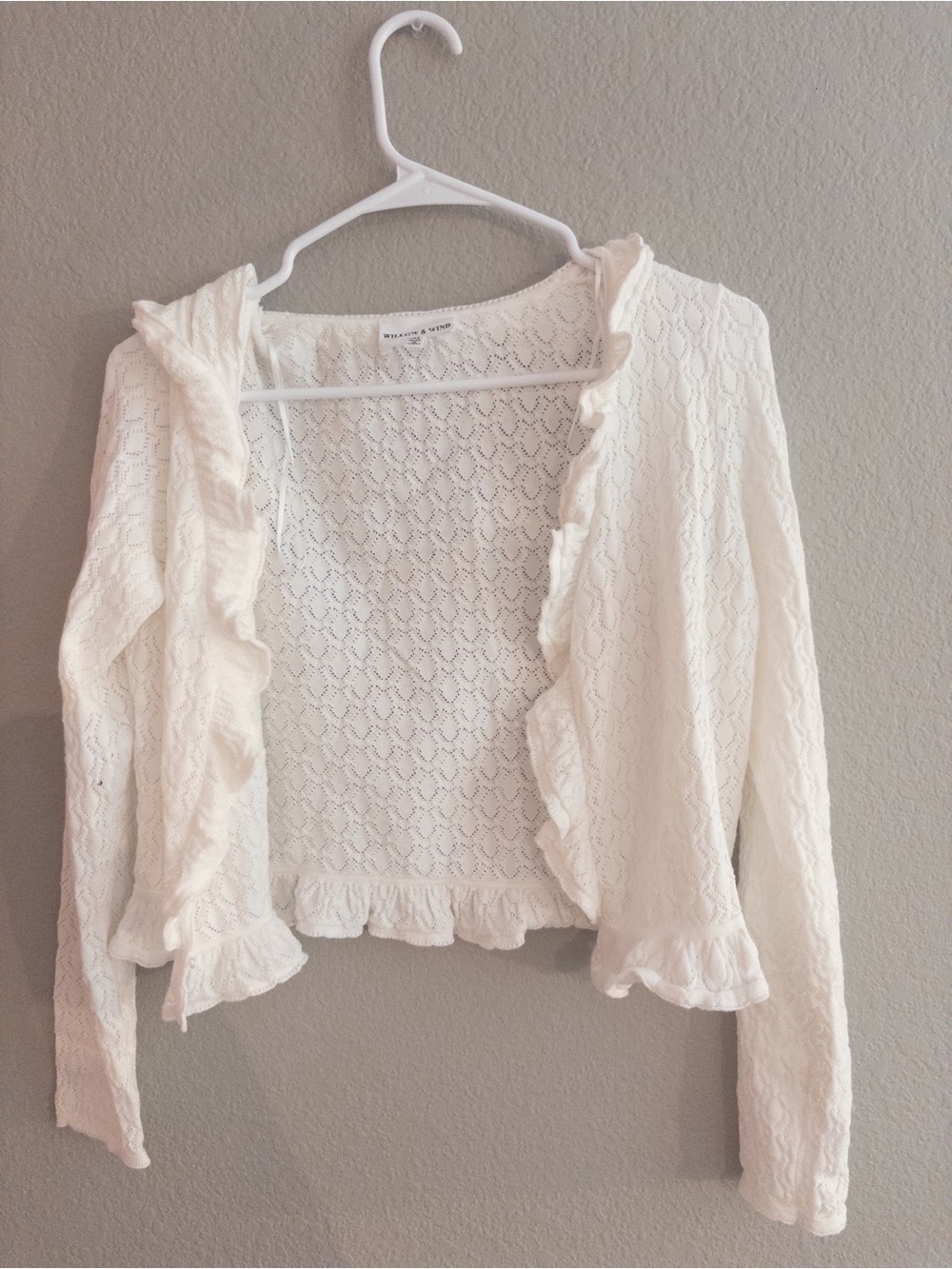Girls' White Lace Ruffle Cardigan